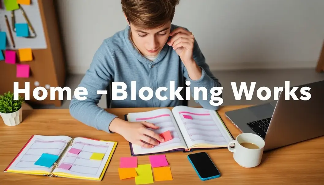 A young adult using time-blocking to effectively plan their day.