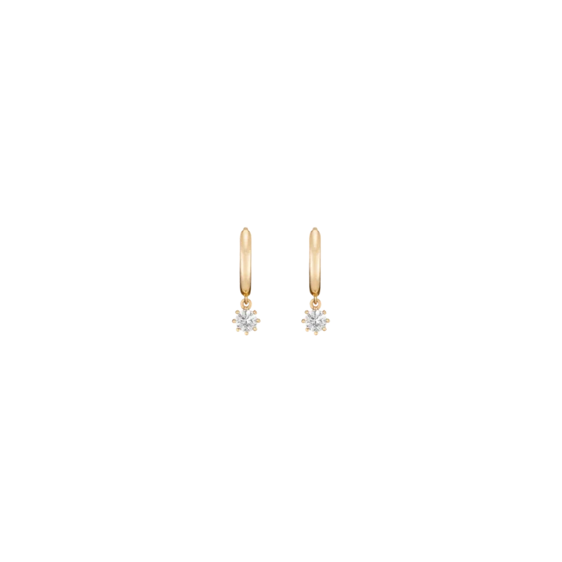 Lab Grown White Sapphire Drop Huggie Earrings - Elegant Statement Piece
