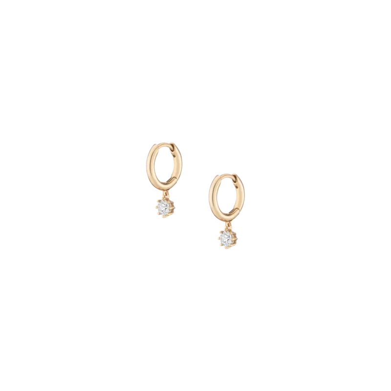 Lab Grown White Sapphire Drop Huggie Earrings - Elegant Statement Piece - Image 2