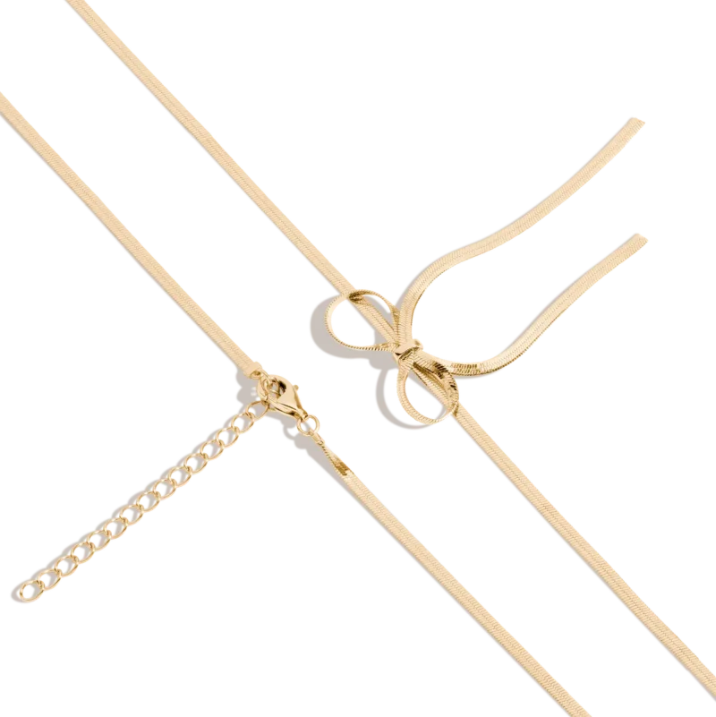 Herringbone Bow Choker Necklace - Chic Fashion Jewelry Statement - Image 2