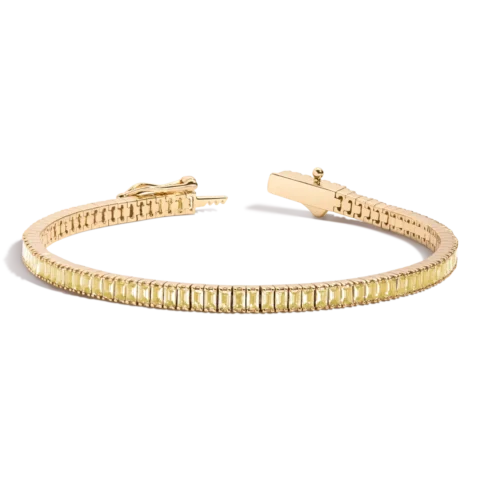 Lab Grown Citrine Baguette Tennis Bracelet - Sparkling Statement Jewelry