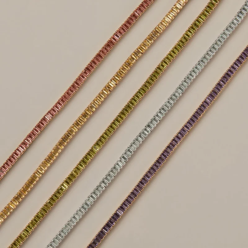 Lab Grown Citrine Baguette Tennis Bracelet - Sparkling Statement Jewelry - Image 3