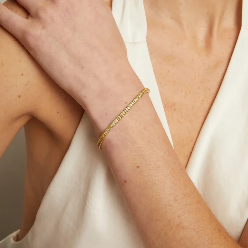Lab Grown Citrine Baguette Tennis Bracelet - Sparkling Statement Jewelry - Image 4